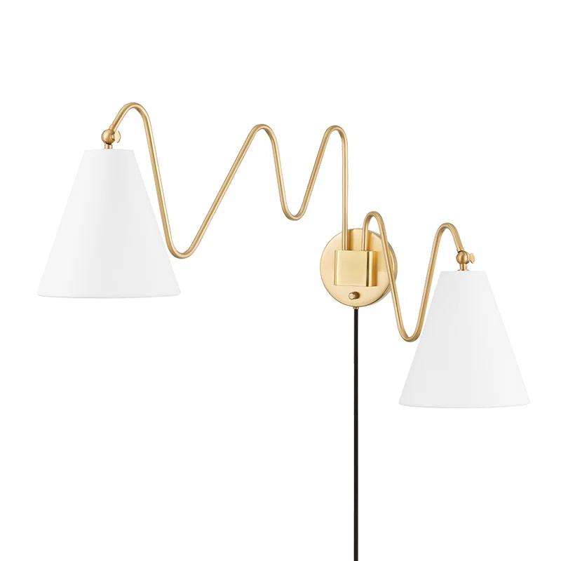 Dellon Double Plug-In Sconce - Antique Brass / Double