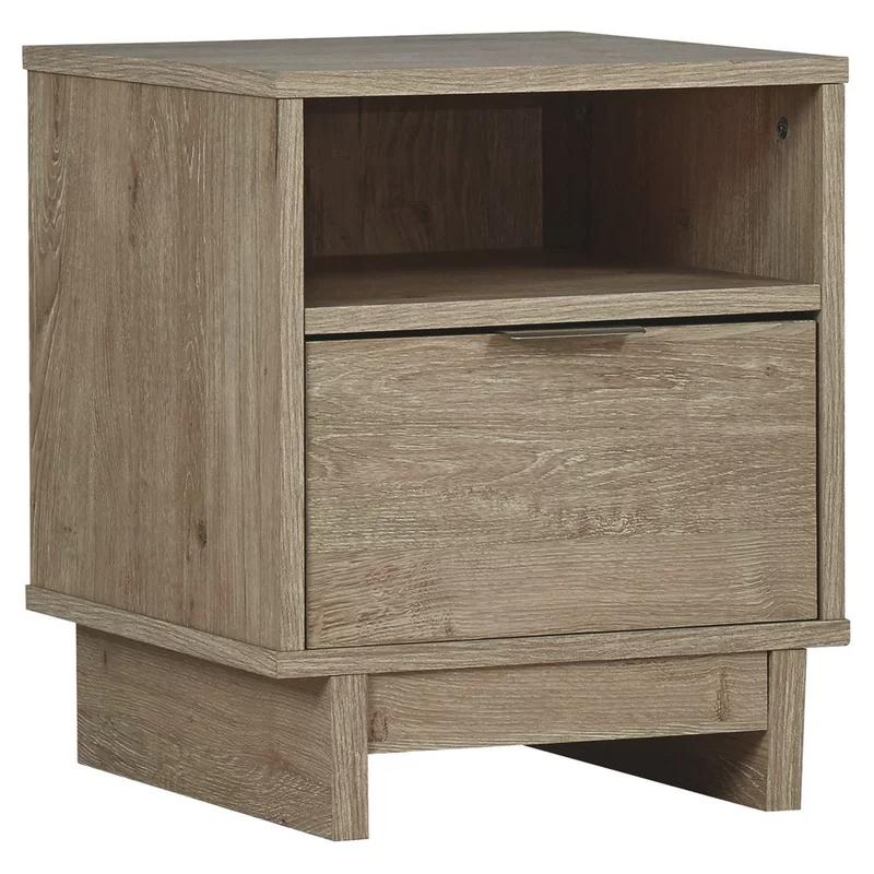 Altie Transitional Brown 1-Drawer Nightstand with Open Cubby