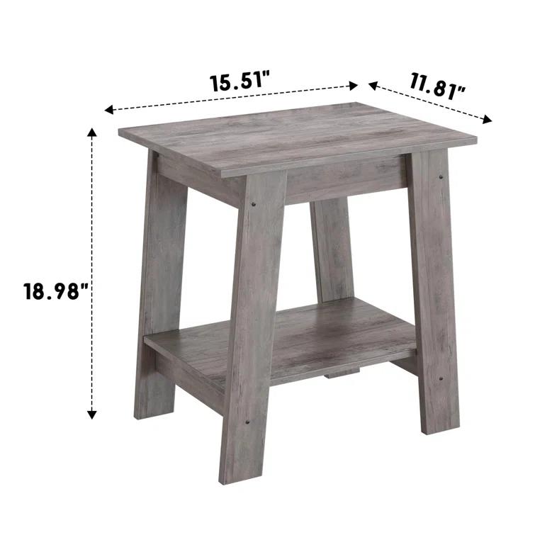 Gracie Oaks End Table, Small Side Table, Nightstand With 2-Tier Storage Shelf, Wood Bedside Table, Narrow Side Table Living Room, Side Table For Small Spaces, Bedroom, Entryway, Farmhouse, Grey