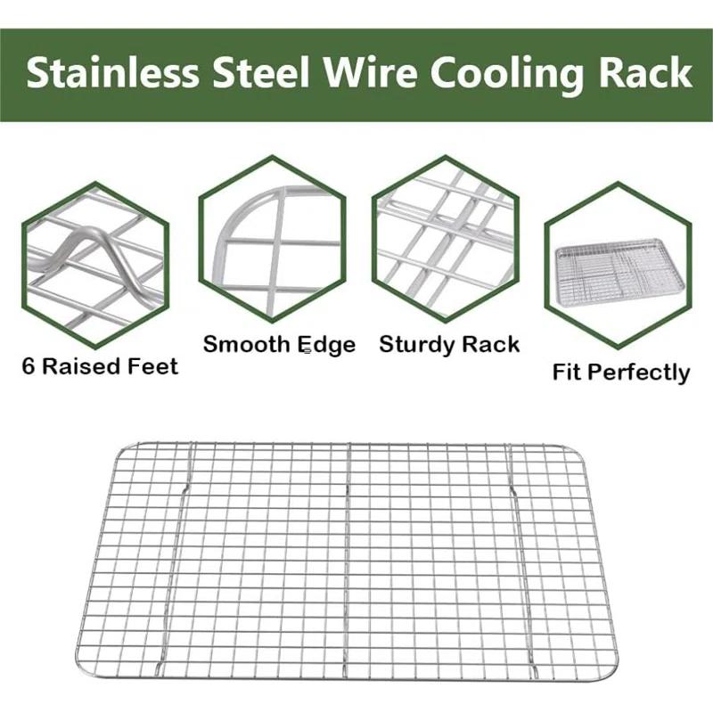 APPENIN WINTER PARK CORP Baking Sheet With Rack Set (2 Pans + 2 Racks), Stainless Steel Cookie Sheet With Cooling Rack, Nonstick Baking Pan, Warp Resistant & Heavy Duty & Rust Free, Size 16 X 12 X 1 Inches