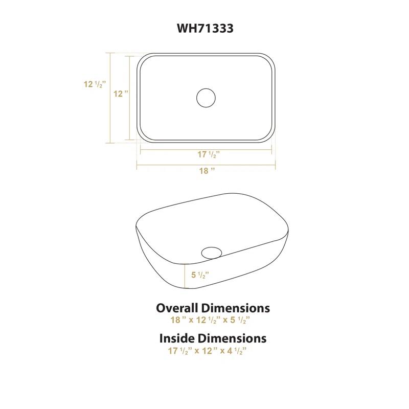 Whitehaus Collection WH71333 Whitehaus Collection Isabella Plus 12.5'' White Vitreous China Rectangular Bathroom Sink