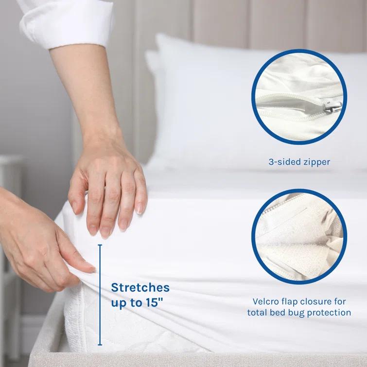 Hygea Natural Waterproof Zipper Mattress Protector Case Pack