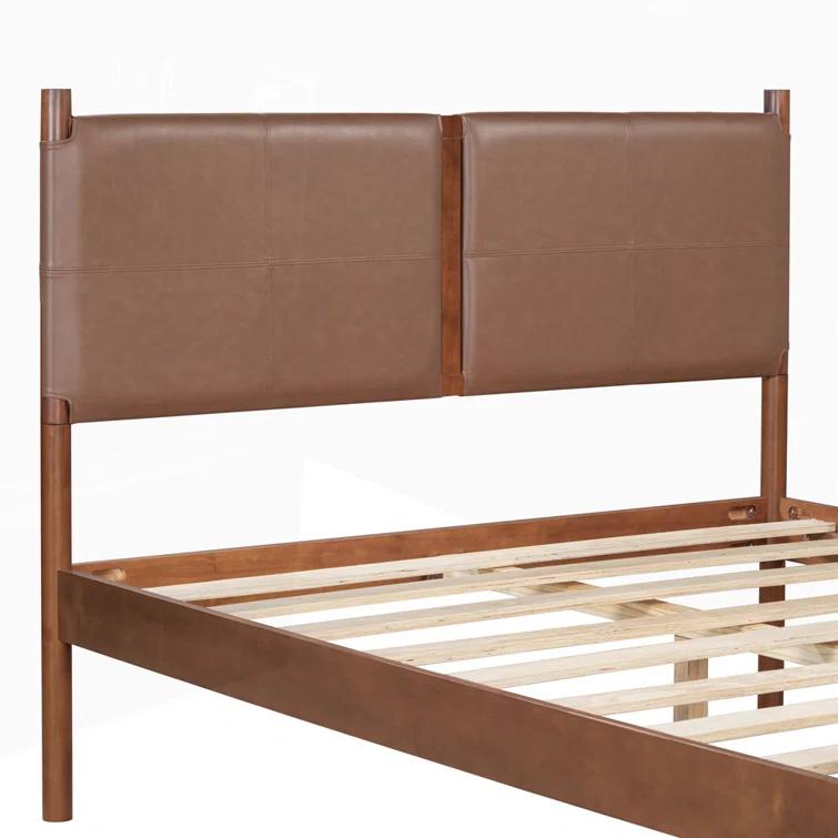 Christopher Knight Home Samson Queen Size Brown Leather Upholstered Platform Bed