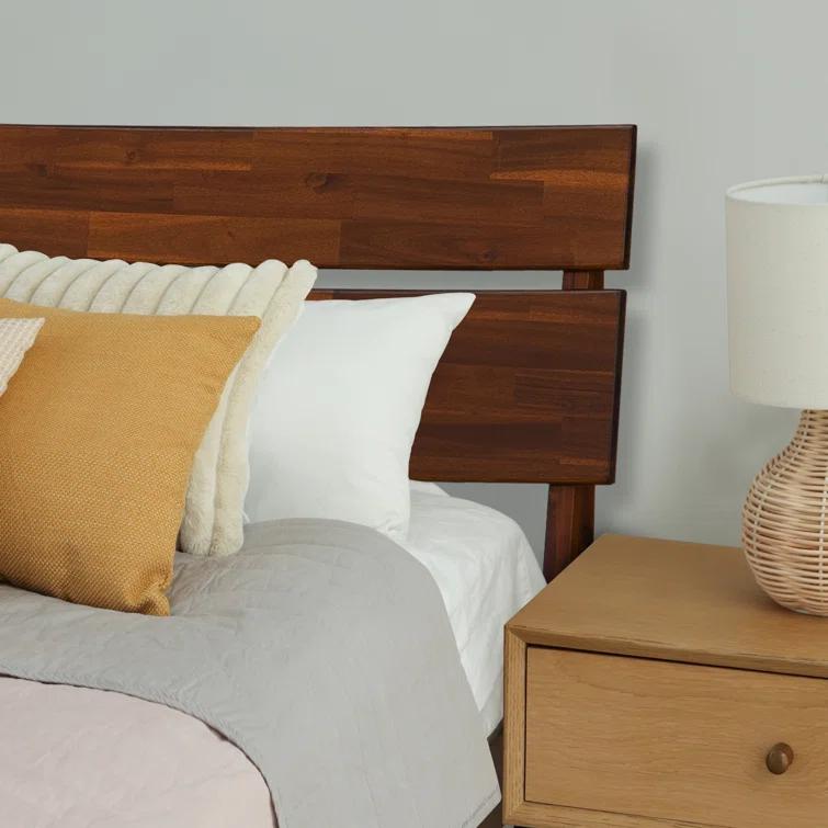 Acacia Acacia Aurora Premium Solid Wood Platform Bed Frame and High Headboard, King Bed Frame with Headboard Included, Mid Century Modern Bed with 5 years Warranty