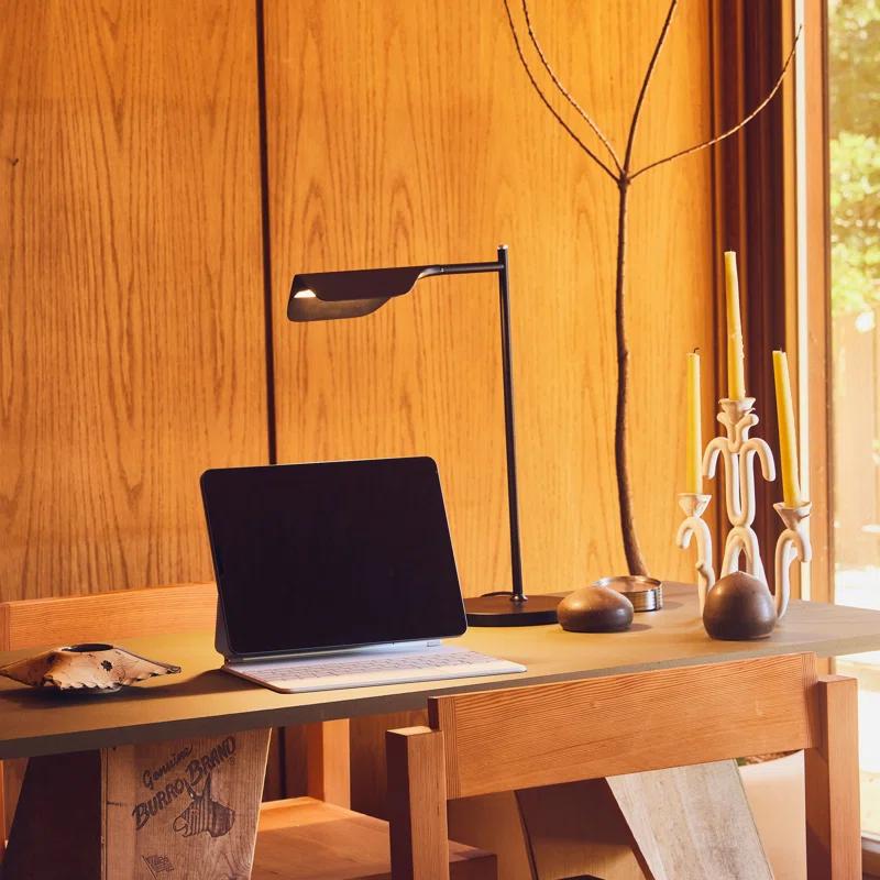 Brightech Leaf 16" Vintage LED Desk Lamp with Wireless Charging Pad, Adjustable Arm, and 3-Way Dimming