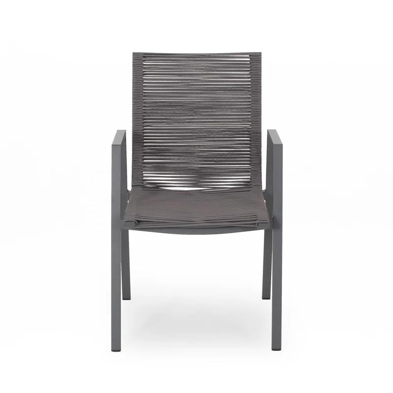 George Oliver Outdoor Modern Aluminum Dining Chair With Rope Seat (Set Of 2)