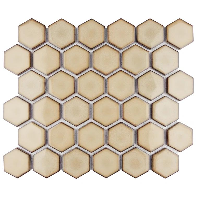 Merola Tile Hudson Due 2" Hex 10-7/8 " x 12-5/8 " Porcelain Mosaic Floor and Wall Tile