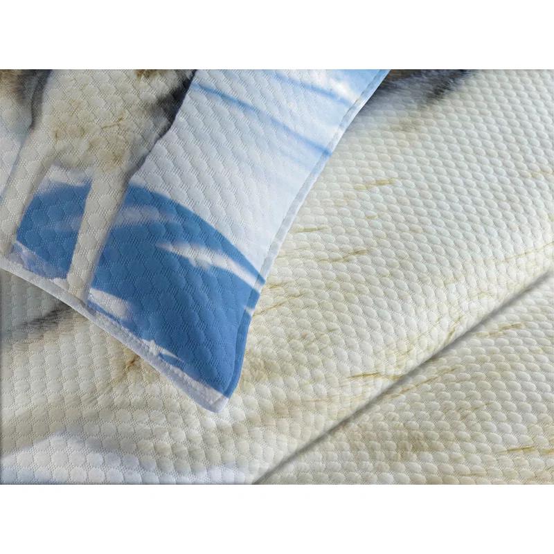 Ambesonne Alaskan Malamute Bedspread Set Husky on Snow Black White Pale Blue | Wayfair