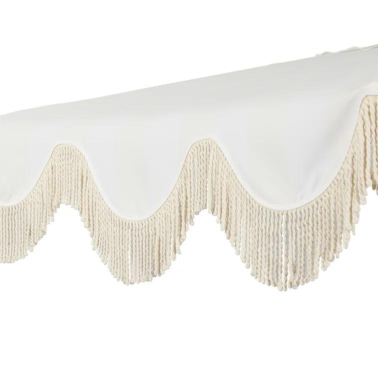 Arlmont & Co. Tasheba 9 ft. Classic Scalloped Fringe Half Market Patio Umbrella with Crank, and UV Protection