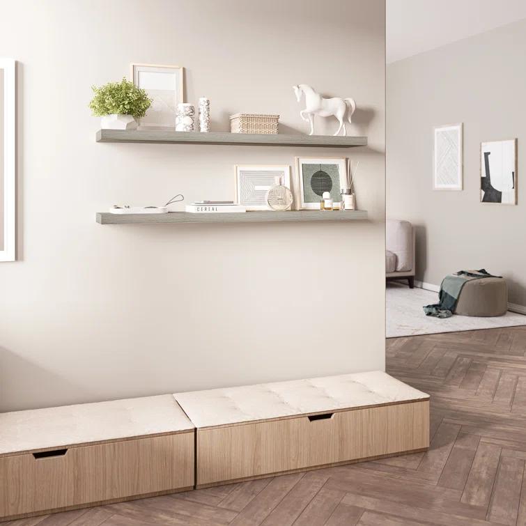 Ballucci Miami 48" W x 8" D Floating Shelves Set with Invisible Wall Mount Brackets (Set of 2)