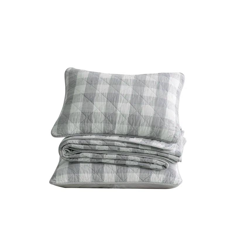 Chezmoi Collection Cotton Plaid Quilt Set