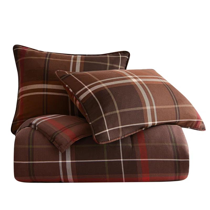 Paseo Road by HiEnd Accents Jackson Brown Red Plaid Western Lodge Modern Rustic Comforter Set