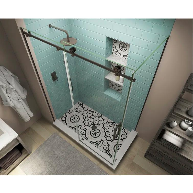 Aston Coraline XL 48" - 52" W x 36" D x 80" H Frameless Rectangle Sliding Shower Enclosure SEN984EZ.UC-NBR-523680-R