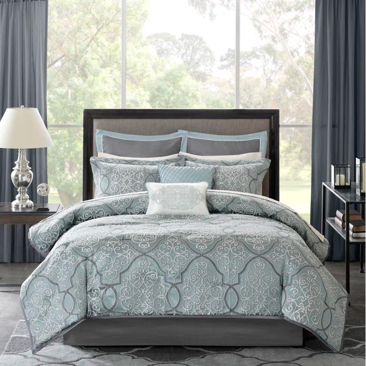 Madison Park Lavine 12 Piece Comforter Set with Cotton Bed Sheets