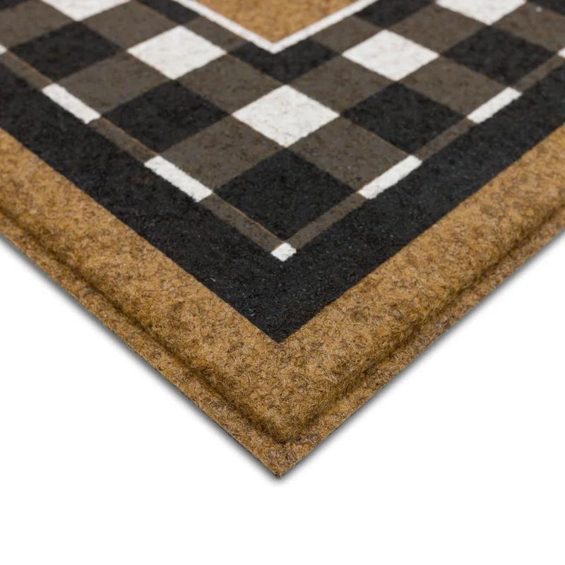 Fall Welcome Home Black/White Geometric Weather Resistant Door Mat