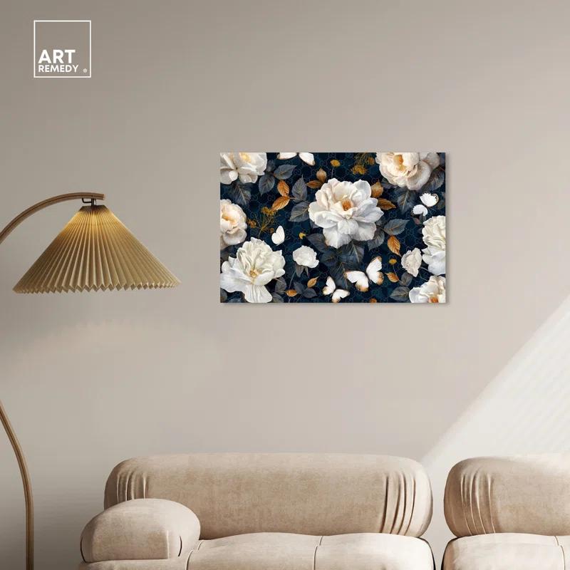 Art Remedy Navy Elegance Floral Realistic Wall Art by Art Remedy