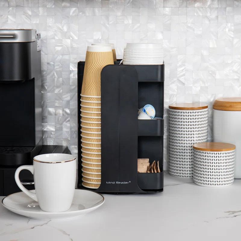 Mind Reader Mind Reader Cup Condiment Carousel, Countertop Organizer, Coffee Bar Accessories, Kitchen, Stirrers, 8"L x 8"W x 12"H