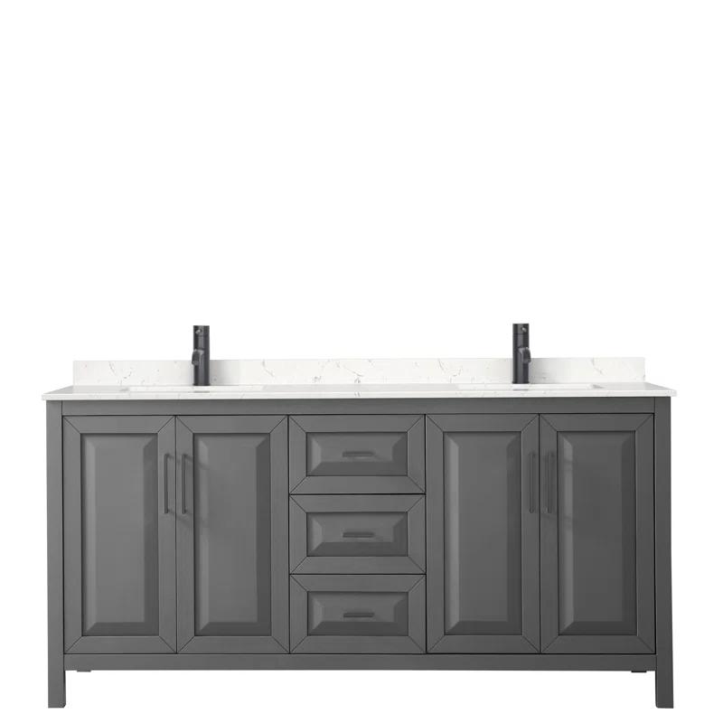 Wyndham Collection Daria 72'' Double Bathroom Vanity with Carrara Marble Top