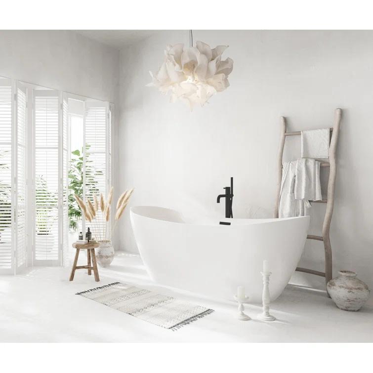 Living District 67 Inch Bathtub in Glossy White with Trim BT30467GW-MBK
