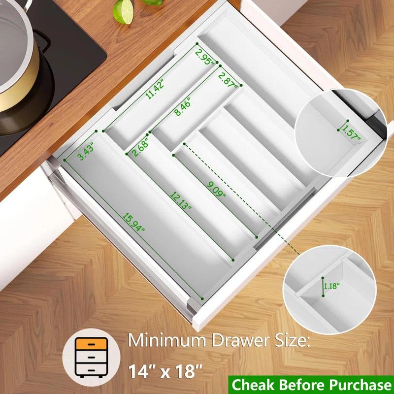 Prep & Savour Bamboo Expandable Drawer Organizer For Utensils Holder, Adjustable Cutlery Tray, Wood Drawer Dividers Organizer For Silverware, Flatware, Knives In Kitchen, Bedroom, Living Room | Wayfair