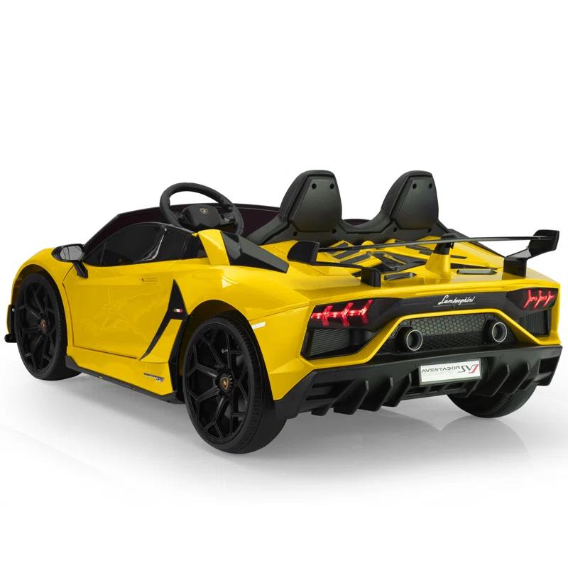 Tobbi 24V Lamborghini 2-seater Battery Powered Ride on with High/Low speed switch, Slow start function, Battery level display, MP3, USB, Light Drift Car for Kids 3-8