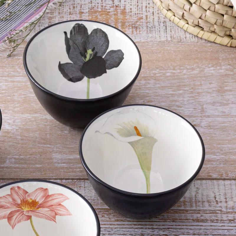 Noritake Noritake Colorwave Graphite 4", 7 oz. Floral Mini Bowls (Set of 4)