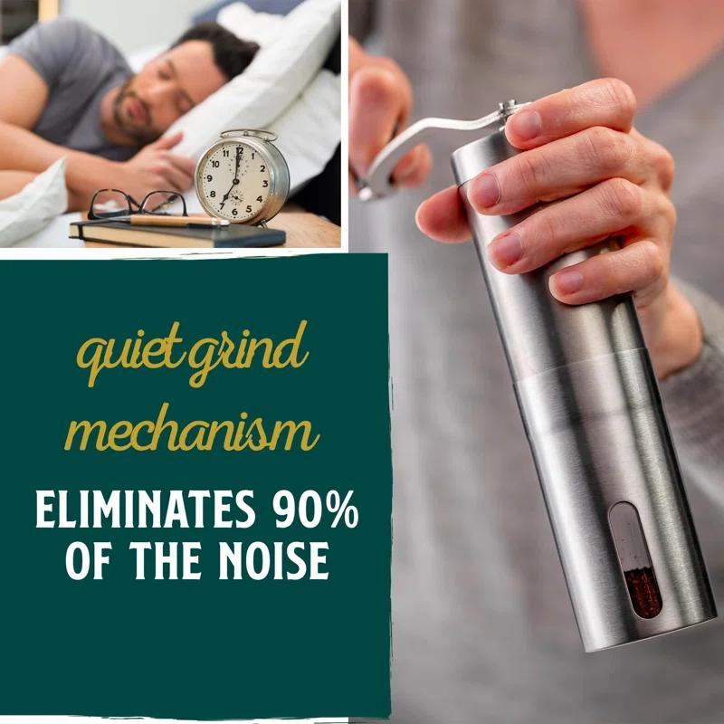 Manual Stainless Steel Coffee Grinder - 18 Adjustable Settings, Portable Conical Burr Grinder For Camping, Travel, Espresso - With Hand Crank