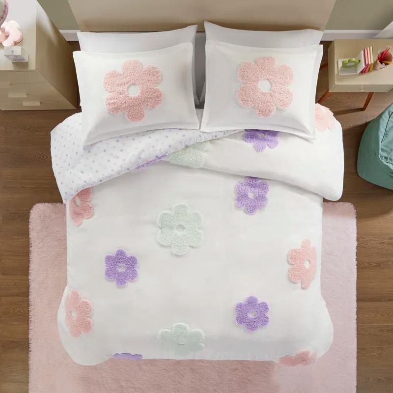Gracie Floral Reversible Tufted Chenille Duvet Cover Set
