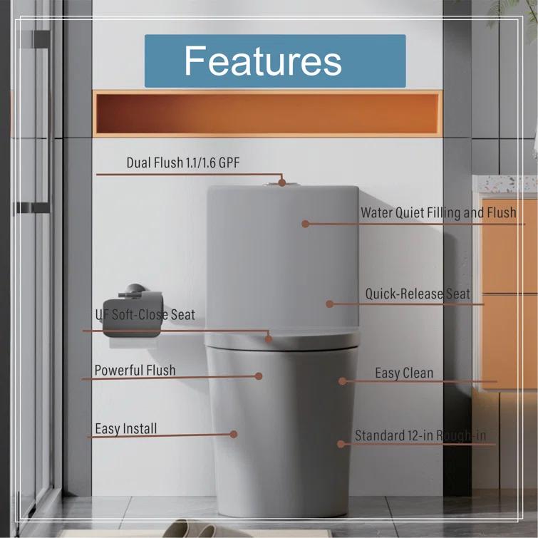 REDmintss Elongated One Piece Toilet AGLBX06498A