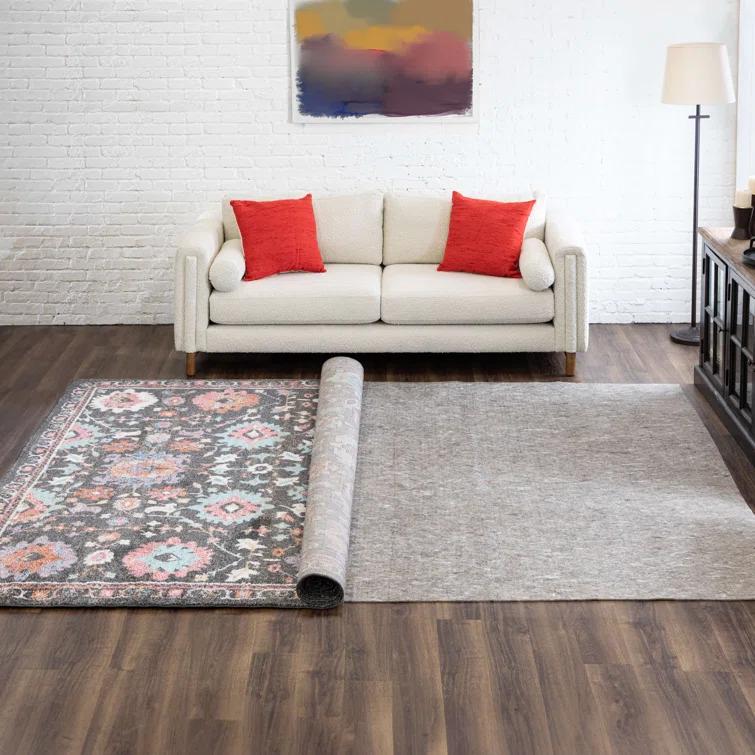 Mohawk 4'10" Round Premium Dual Surface Rug Pad Brown: Skid-Resistant, Polyester, Latex Backing, Gray