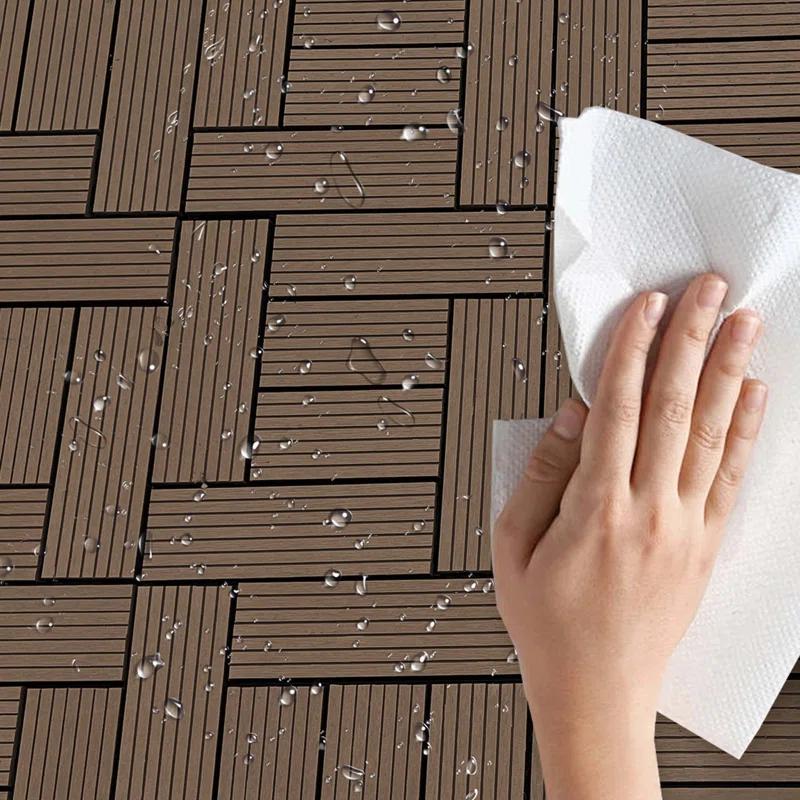 Wood Garden Wood Plastic Composite Deck Tiles, Composite Decking Resist Rust, Water, Weather, Indoor&Outdoor, DIY Interlocking Decking Tiles, Floor Tile(Set of 20)