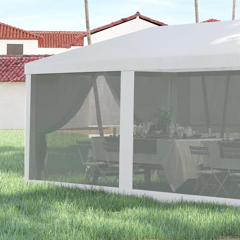 Tryimagine Outsunny 10' X 28' Party Tent Canopy, Outdoor Event Shelter Gazebo With 8 Removable Mesh Sidewalls, Zipper Doors, Steel Frame