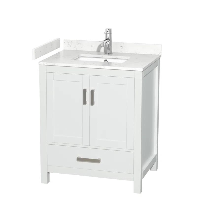 Wyndham Collection Sheffield 30" Freestanding Single Bathroom Vanity with Cultured Marble Top