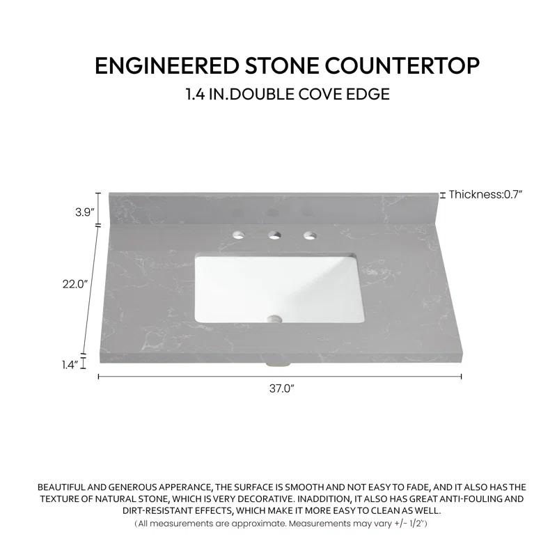 Jaen 37'' Stone Single Bathroom Vanity Top with Sink