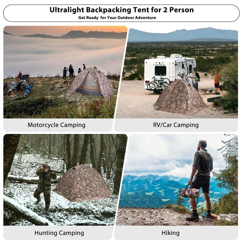 LIFETIME FLOORING LLC Ultralight 2 Person Backpacking Tent 4 Season Waterproof Camping Tent Double Layer Cold Weather Easy Set Up Tents For Family Camp, Hiking, Hunting Outdoor Mountaineering Travel