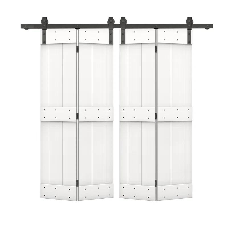 Calhome 84'' Solid Wood Barn Doors Painted Bi-Fold Door