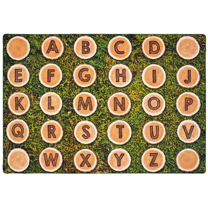 Carpets for Kids Pixel Perfect™ Alphabet Wood Stumps in Grass Tufted Brown/Green Area Rug