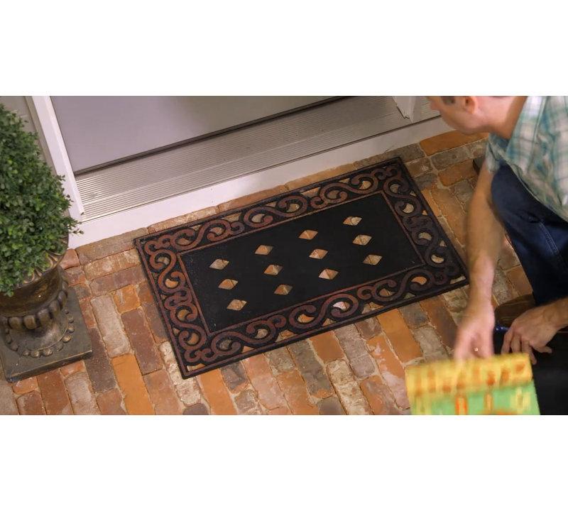 Welcome to Our Porch Geraniums Sassafras Switch 22 in. x 10 in. Non-Slip Outdoor Door Mat