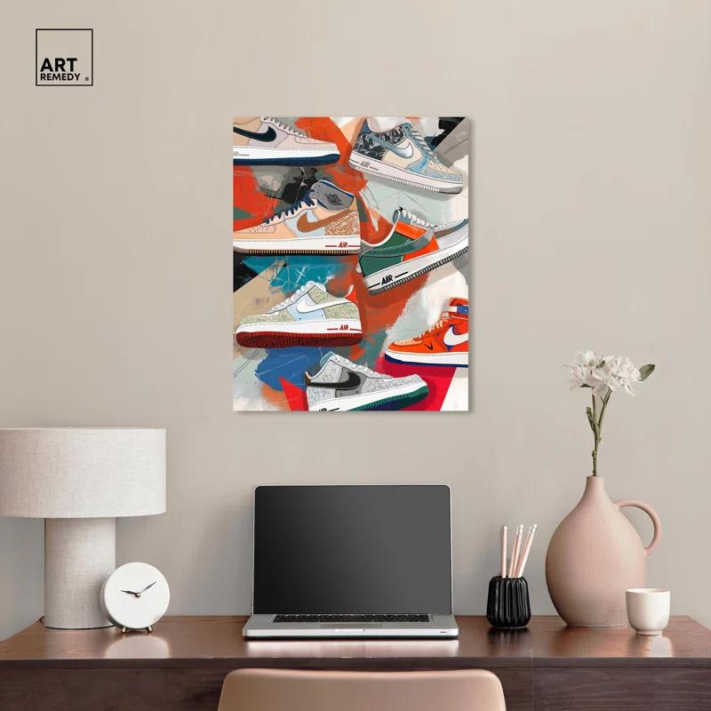 Art Remedy Sneaker Paint Collage Canvas Trendy Sneaker Art by Art Remedy