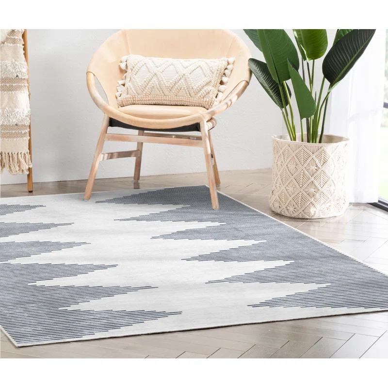 Trinx Kehr Bree Moroccan Diamond Stripes Ivory Grey Area Flat-Weave Rug
