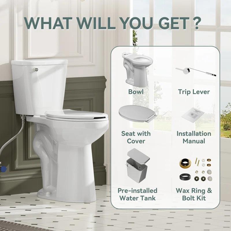 Traditional 21-inch Height Extra Tall Toilet for Bathrooms, Elongated Toilet Seat