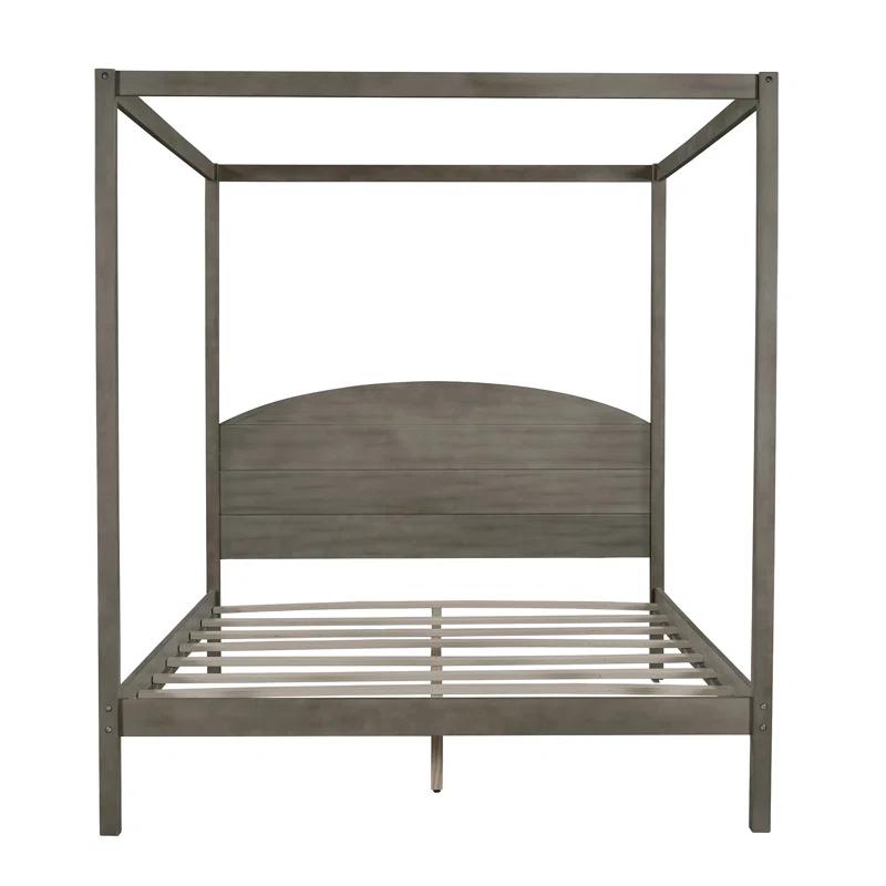 Queen Size Canopy Platform Bed With Headboard And Support Legs