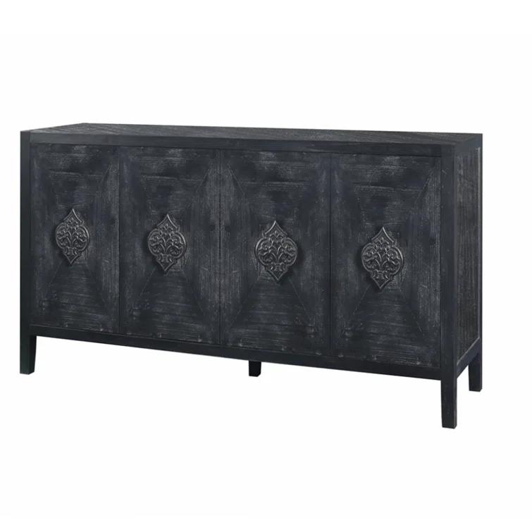 Bungalow Rose Antique Four Door Cabinet For Living Room