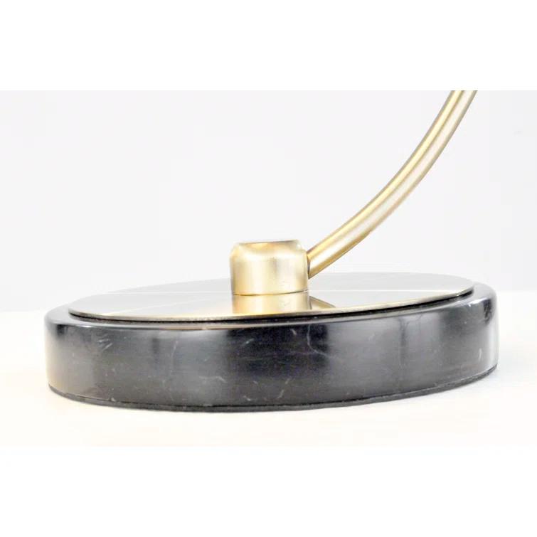 Luna Bella Table Lamp - 28", Weathered Brass, Matte White/Gold Leaf Shade, Marble Base, Dimmer Switch