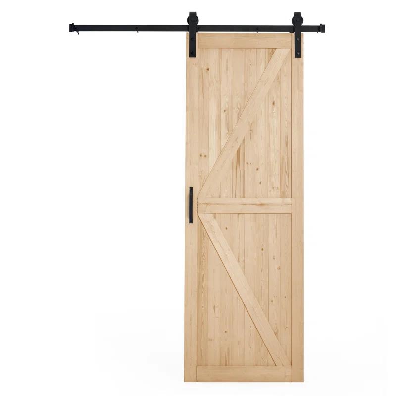 EROMMY Erommy  Paneled Solid Wood Unfinished Sliding Barn Door With Installation Hardware Kit, Smoothly And Quietly K-Frame Diy Barn Doors For Interior Rooms & Storage Closet