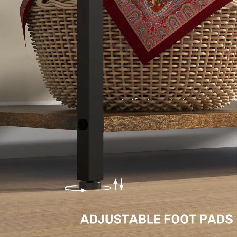 17 Stories Baker's Rack With Power Outlet And LED Lights Bar With Storage Shelves,Industrial Microwave Stand With Wine Bottle Rack,Drawer,Barn Door Cabinet