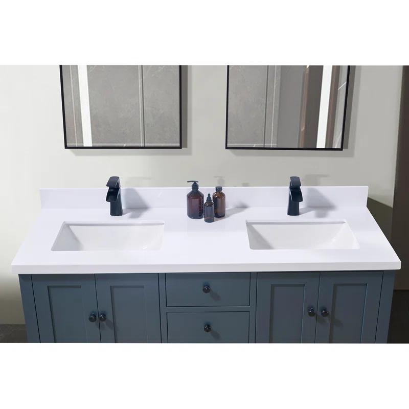 61'' Stone Double Bathroom Vanity Top with Sink