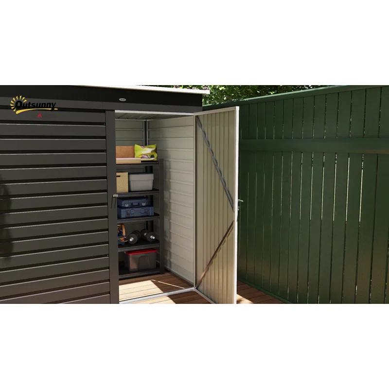 Outsunny 6' x 4' Outdoor Storage Shed, Metal Garden Shed with Lockable Door and Gloves, Tool Shed for Backyard Garden Patio Lawn