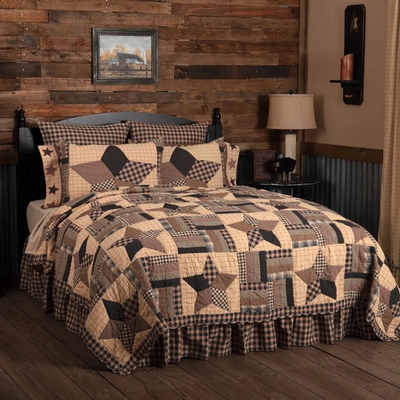 VHC Brands Bingham Farmhouse / Country Cotton Patchwork Quilt