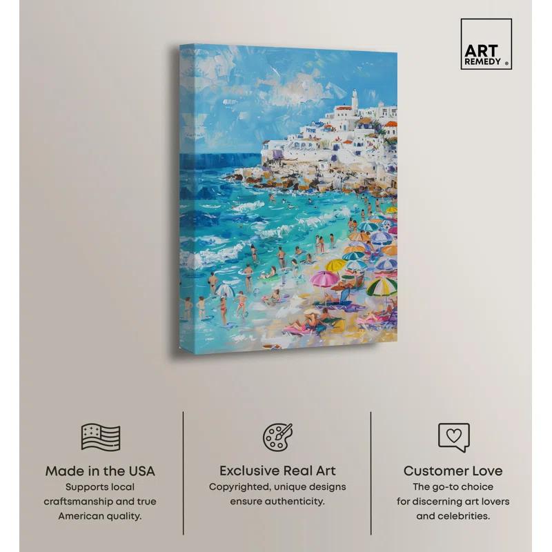 Art Remedy Greek Vacation Canvas Modern Beach Wall Art by Art Remedy